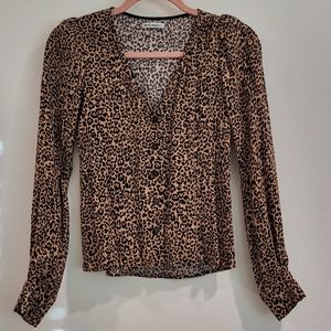Reformation leopard-printed button-up blouse in size XS, in excellent condition
